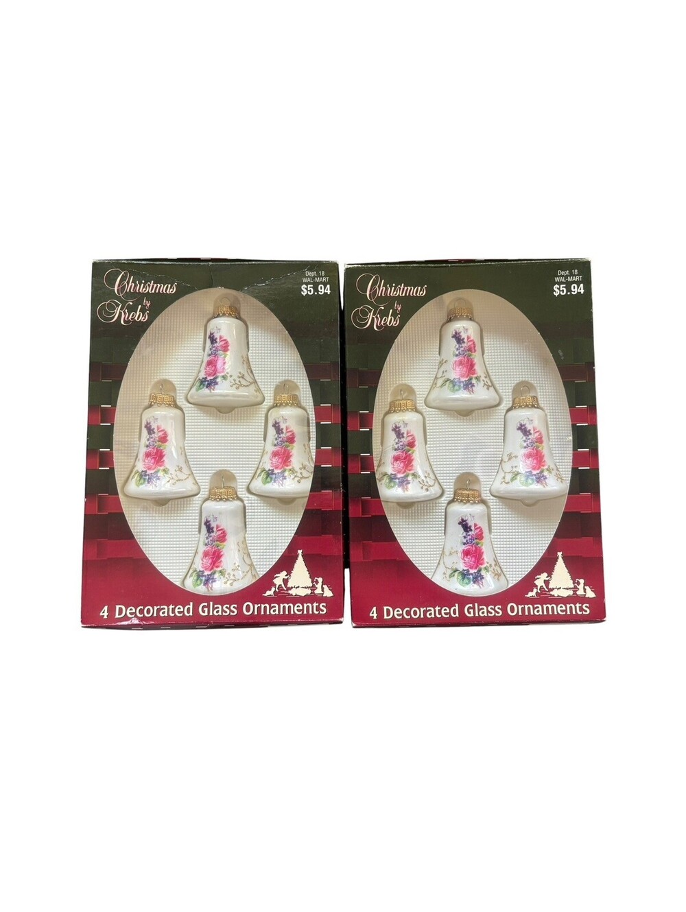 Vintage Christmas by Krebs Ornaments Hand Decorated Glass With Crowns
